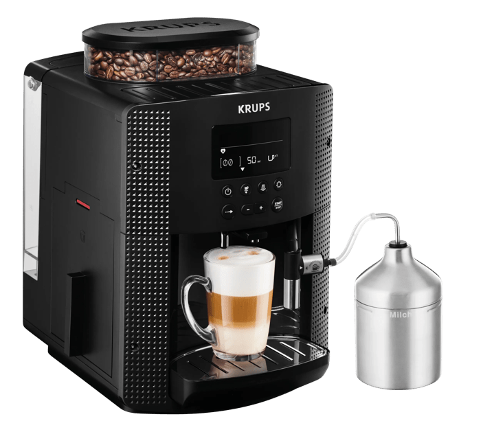 Moulinex Essential, Cafetera Superautomática, Digital, Espumador de leche, Negra