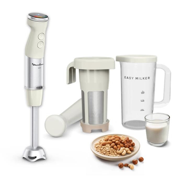 Moulinex Easy Milker & Quickchef+, Robot de hacer leche vegetal con batidora de mano, Cuchillas Powelix, 20 velocidades