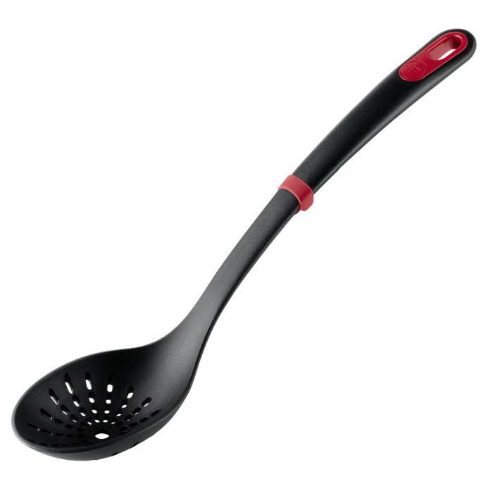 Tefal Ingenio+ Cucharón colador, Robusto, Resistente al calor hasta 230º, Apto para lavavajillas, Rojo y negro