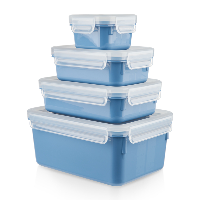 Tefal MasterSeal Fresh, Set de 4 Herméticos, Plástico, Conservación de Alimentos, 100 % Hermético, Azul