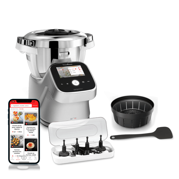 Moulinex Robot Da Cucina Multifunzione I-Companion Touch Pro Silver Funzione Cottura Capacità 3L Schermo Touch Bilancia Integrata