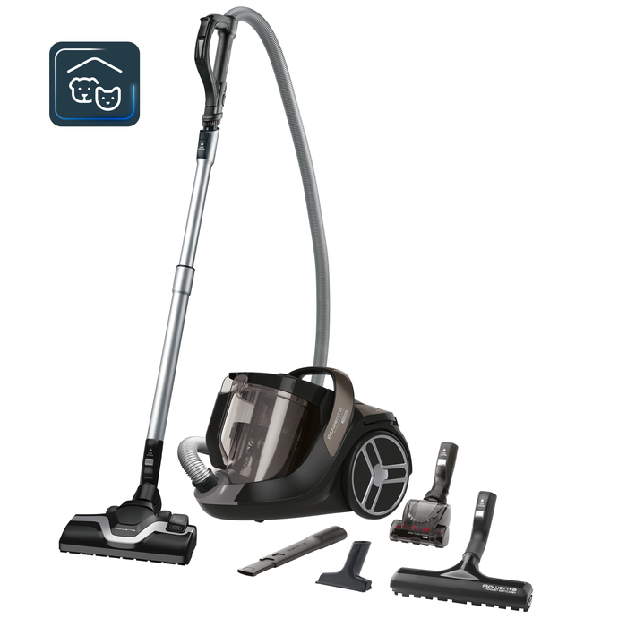 Rowenta Silence Force Cyclonic, Aspiradora sin bolsa, Animal Care, Negro