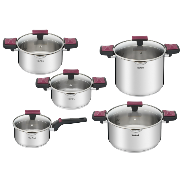 Zestaw garnków z pokrywkami TEFAL COOK&CLIP - 10 elementów