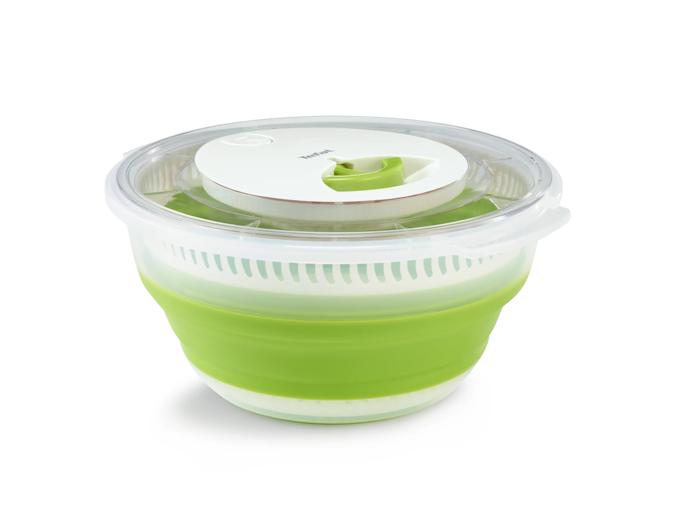 Tefal Collapsible, centrifugadora de ensalada, 4 L, Diseño plegable, Plástico, Verde