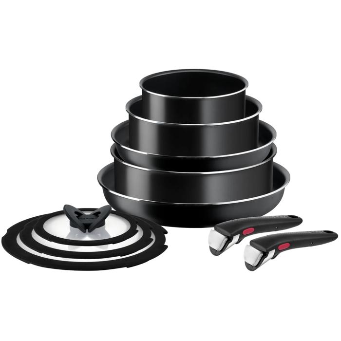 Tefal Ingenio Easy Cook N Clean, Batería de cocina 10 piezas, Aluminio, No inducción
