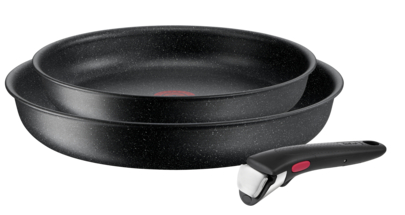 Ingenio Black Stone, Antiadhésif, Poêles 24/28 cm + poignée, Induction