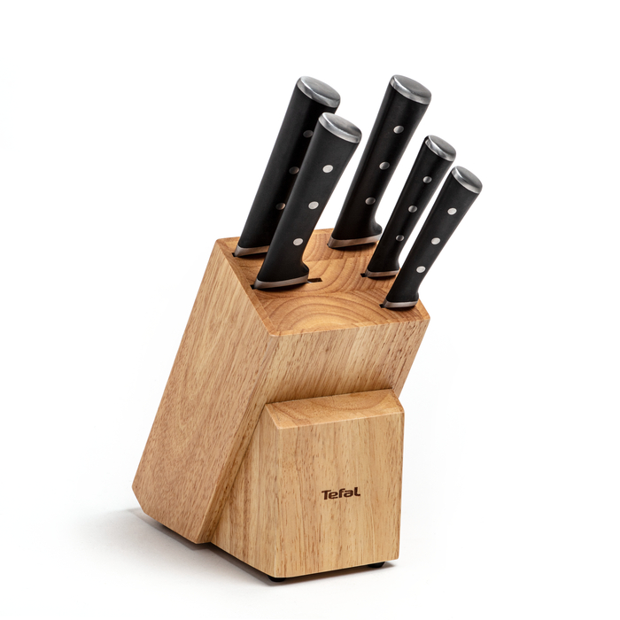 Tefal Ice Force, Set de 5 cuchillos + Soporte de madera