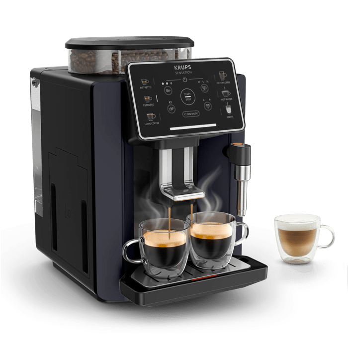 Moulinex Sensation, Cafetera Superautomática, Panel táctil, 5 recetas automáticas, Espumador de leche