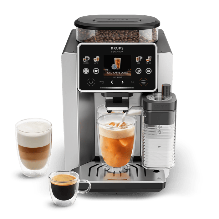 Moulinex Sensation Elite Hot&Cold, Cafetera Superautomática, 30 Recetas, Jarra de Leche, Milk Maestro, Cold Brew Aroma, Aluminio