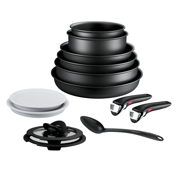 Tefal Ingenio Eco Resist, Set de Cocina de 13 Piezas, Apilable, Revestimiento Antiadherente Seguro, Indicador de Temperatura