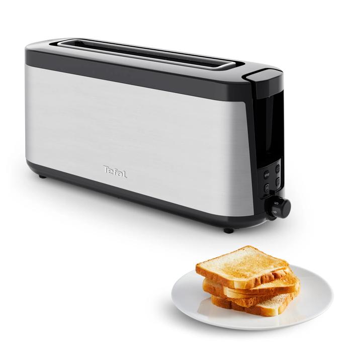 HENDI - Grille-pain 4 Fentes Extra-larges - 2 Zones Chauffantes Indépendantes - Inox 1500W