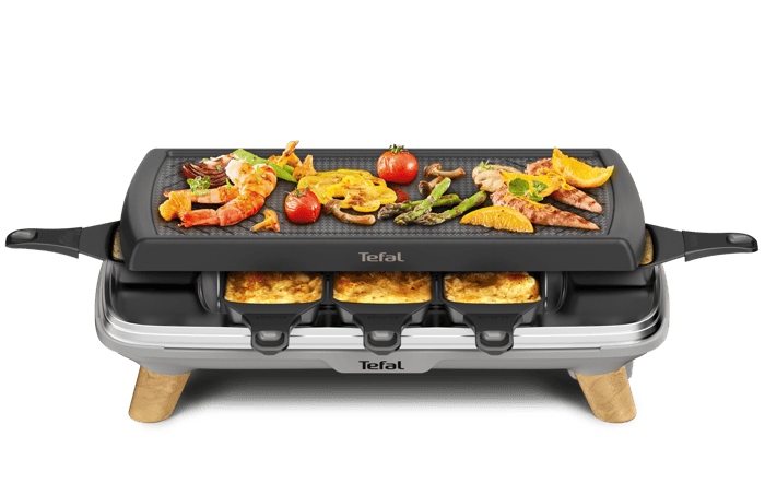 Tefal Gourmet Raclette & Tischgrill RE610D | Raclette und Tischgrill | 8 Personen | Extra tiefe Pfännchen | Antihaftbeschichtet |