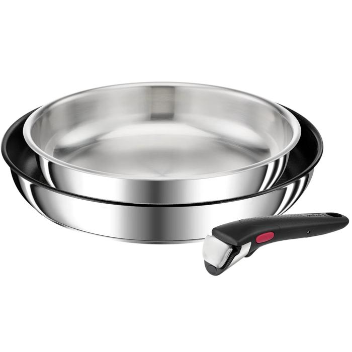 Tefal Ingenio Preference, Set de 3 piezas, Sartén 24/28 cm + Mango extraíble, Apilable, Inox
