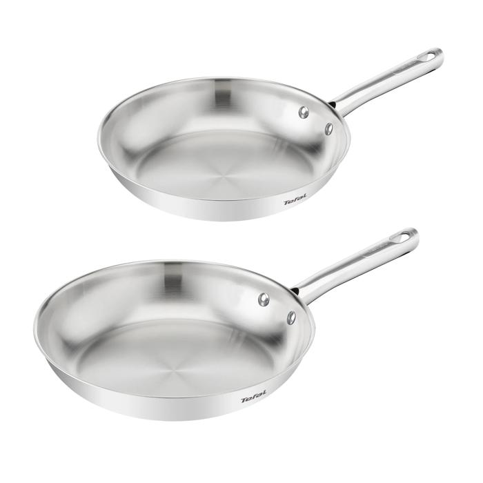 Tefal Duetto On, Set de 2 piezas, Sartenes 24/28 cm, Acero inoxidable, Inducción, Mango Fijo