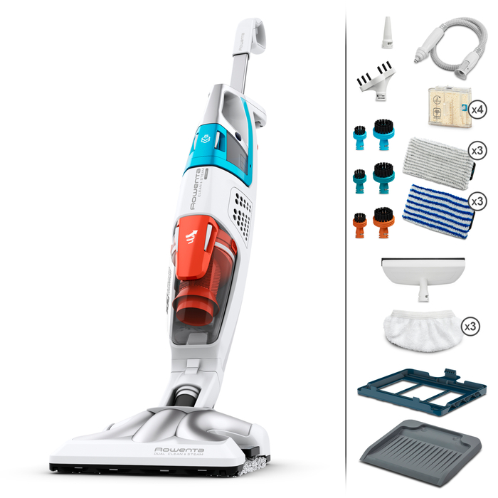 Rowenta Clean & Steam 3 en 1, Aspiradora con limpieza a vapor, Desmontable, Accesorios versátiles