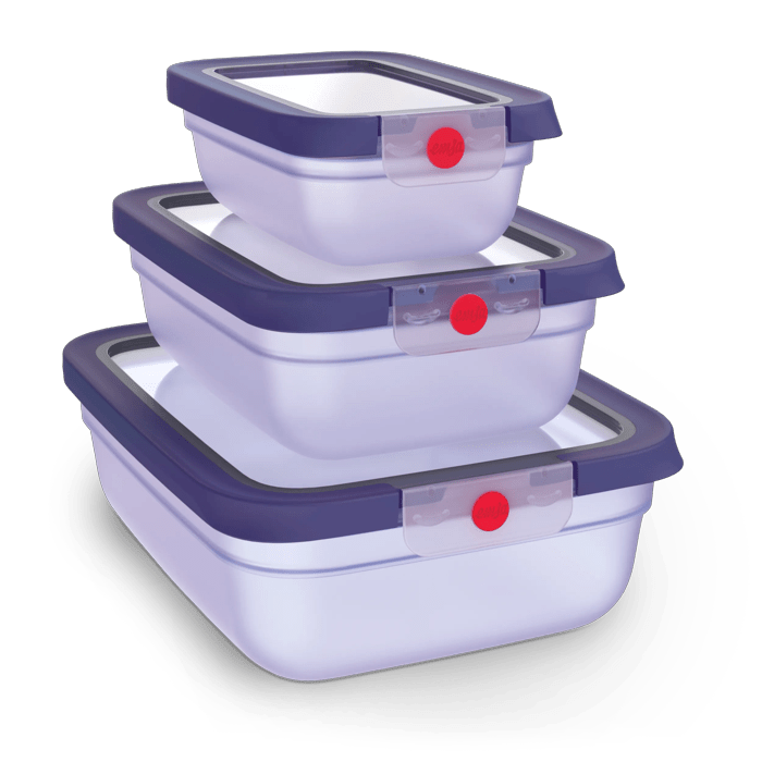 EMSA Tefal Oneclick Frischhaltedosen 3-Teiliges Space Saving Set (0 5 / 1 2 / 2 3 L) N12304 3110601766