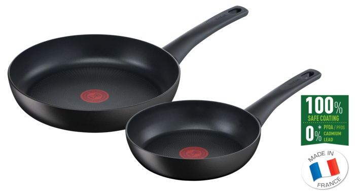 Tefal Ultimate On, Set 2 sartenes, 20/26 cm, Negras