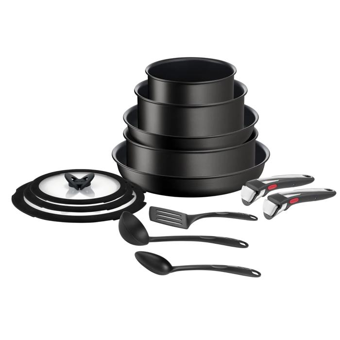 Tefal Ingenio Unlimited On, Set de cocina 13 piezas, Apilable, Mango Extraíble, Aluminio, Inducción