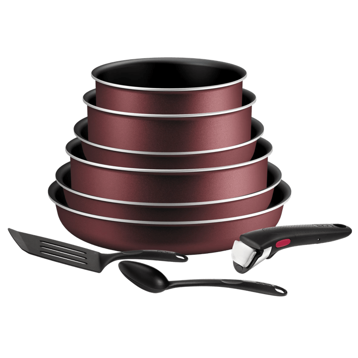 Tefal Ingenio Simply Cook, Set de cocina de 9 piezas, Mango Extraíble, Tecnología Light Tech