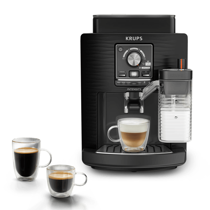 Moulinex Intensity Milk Cafetera Superautomática con Jarra de Leche 5 Bebidas Espumador de Leche Ajustable