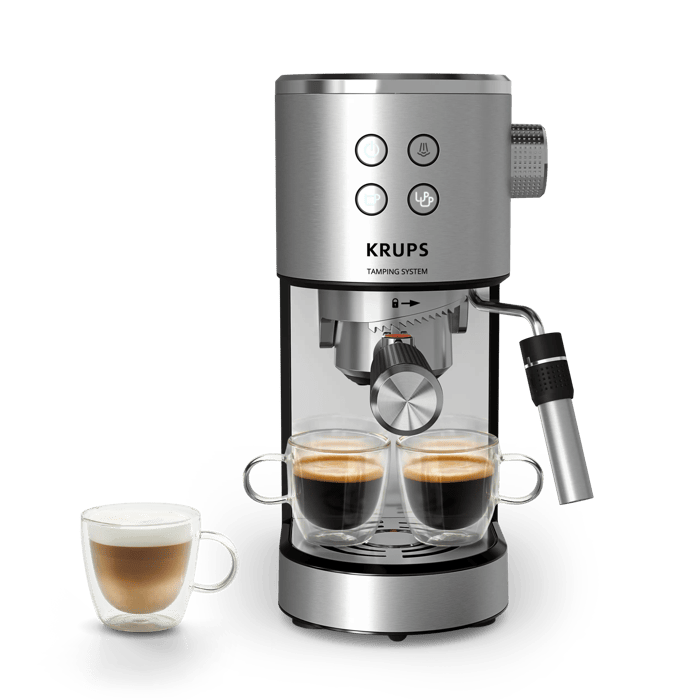 Moulinex KRUPS Virtuoso+ Autotamping, Espresso, Autoprensado, 15 bares, Sin Portafiltros, Calidad Barista, Inox, Thermoblock