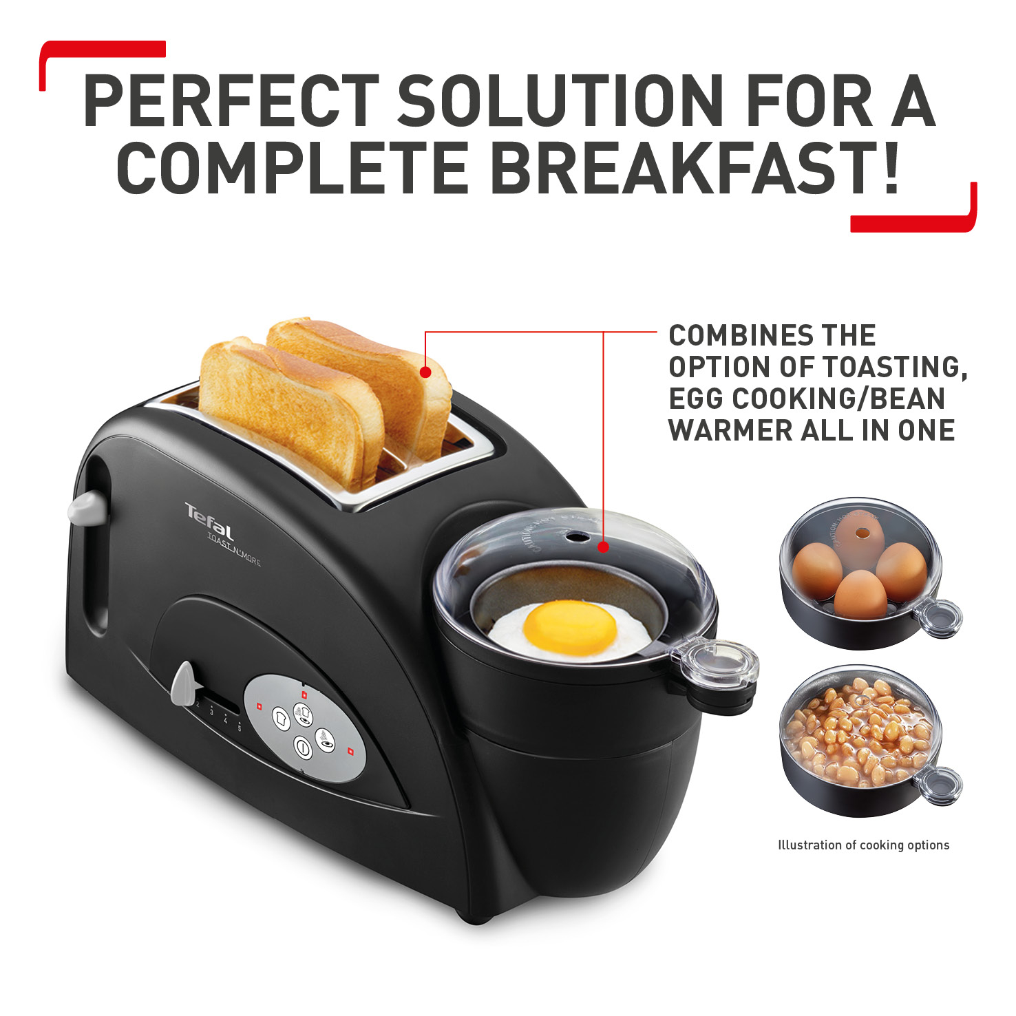 Tefal Toast N' More Toaster, Toast & Egg, TT5528