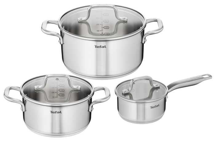 Tefal Set de 6 piezas Virtuoso: Cacerola de 14 cm, Ollas de 20/24 cm con tapas