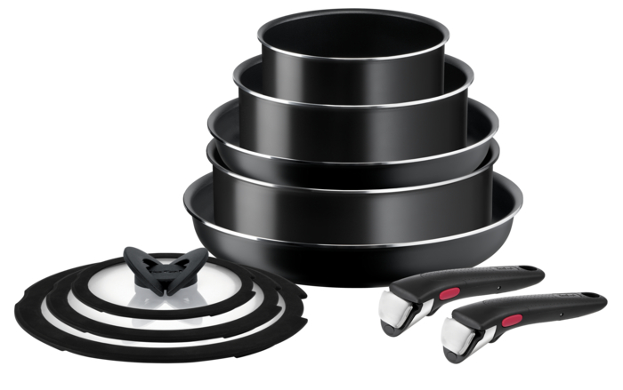 Tefal Ingenio Easy Cook N Clean, Batería de cocina 10 piezas, Aluminio, No inducción