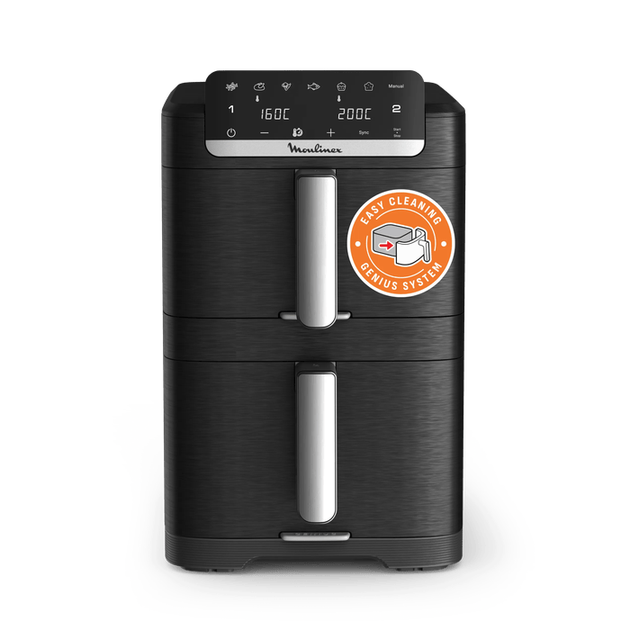 MediaMarkt Moulinex Freidora De Aire, Dual Easy Fry Stack Ez7568, Doble Cesta Vertical, Sistema Genius, 10 L, 7 Programas Automáticos, Compacta, Negro - Imagen 2