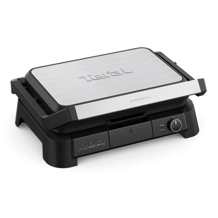 Tefal SuperGrill 3 en 1 XL, Grill, Barbacoa y Horno, 2200 W, Termostato Regulable, Superficie Amplia, Inox