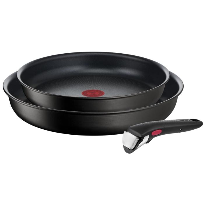 Tefal Ingenio Eco Resist, Set Sartenes 3 piezas, 22/26 cm, Antirrayaduras, Aluminio, Inducción