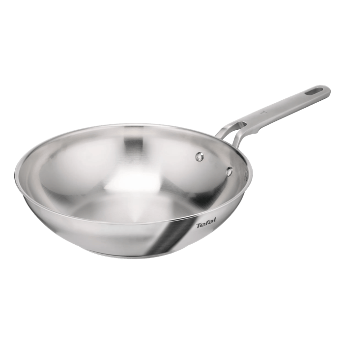 Tefal Extreme Wok de 28 cm, Acero Inoxidable Premium, Compatible con inducción, 4-5 personas