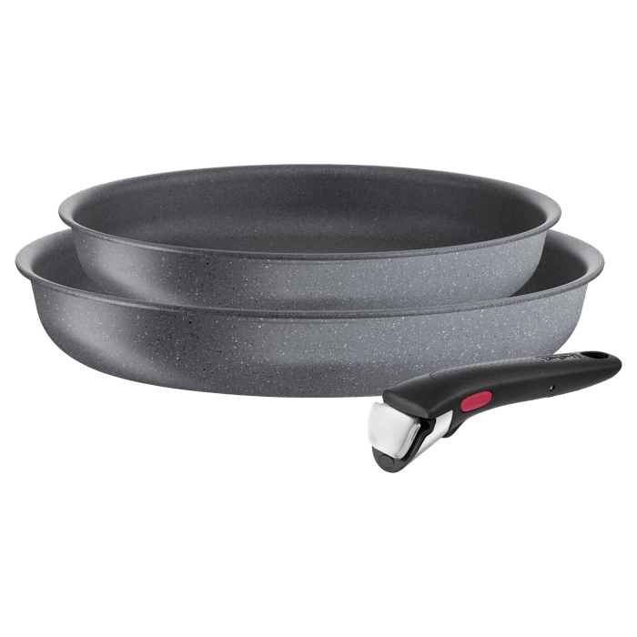 Tefal Ingenio Natural Force, Set sartenes 3 piezas, 24/28 cm + mango extraíble, Minerales, Aluminio, Inducción
