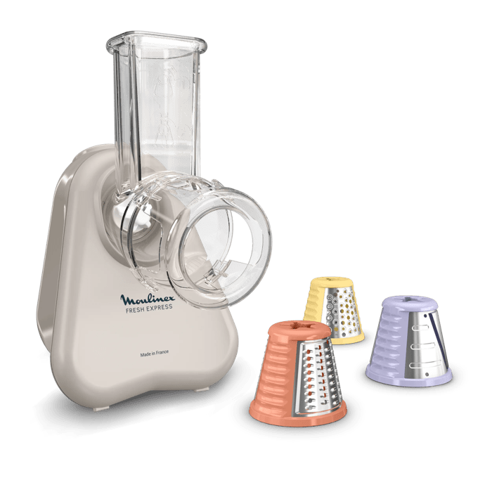 Moulinex Fresh Express, Trituradora de verduras eléctrica, Sistema de extracción directa, Tritura-rebana-ralla, Gris claro