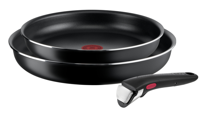 Tefal Ingenio, Easy Cook N Clean, Set sartenes 3 piezas, 22/26 cm + mango extraíble, Revestimiento antiadherente, No inducción