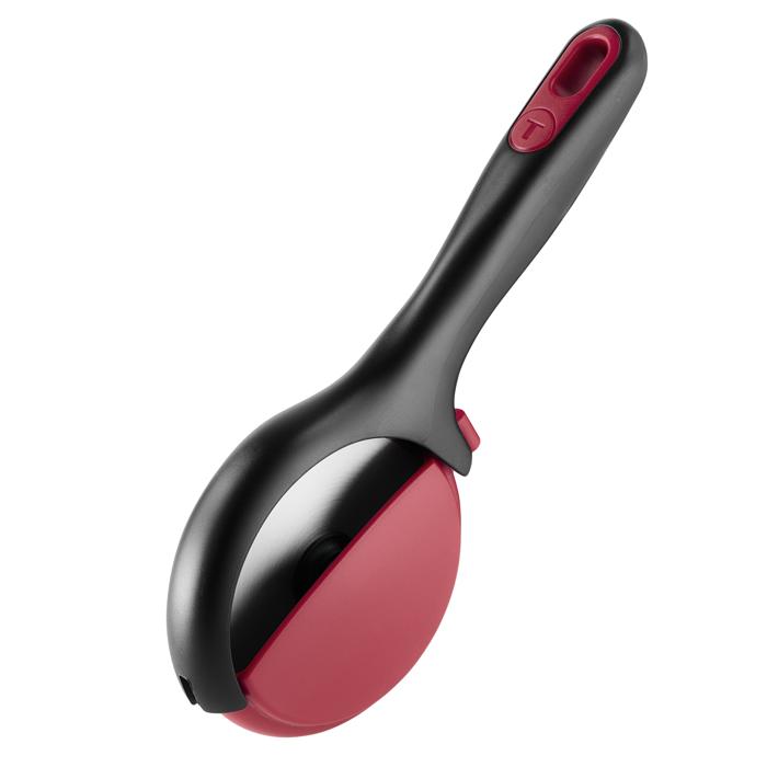 Tefal Ingenio+ Cortador de pizza, Acero inoxidable, Funda protectora, Cuchilla extraíble, Negro y rojo