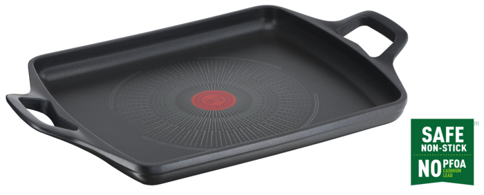 Tefal Robusto, Plancha 26x32 cm, Aluminio fundido, Retención de calor, Revestimiento antiadherente, Negro