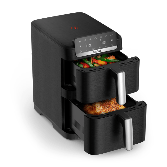 Tefal Easy Fry Crispy Stack Doppelkammer-Heißluftfritteuse Platzsparend Und Kompakt 1510003102