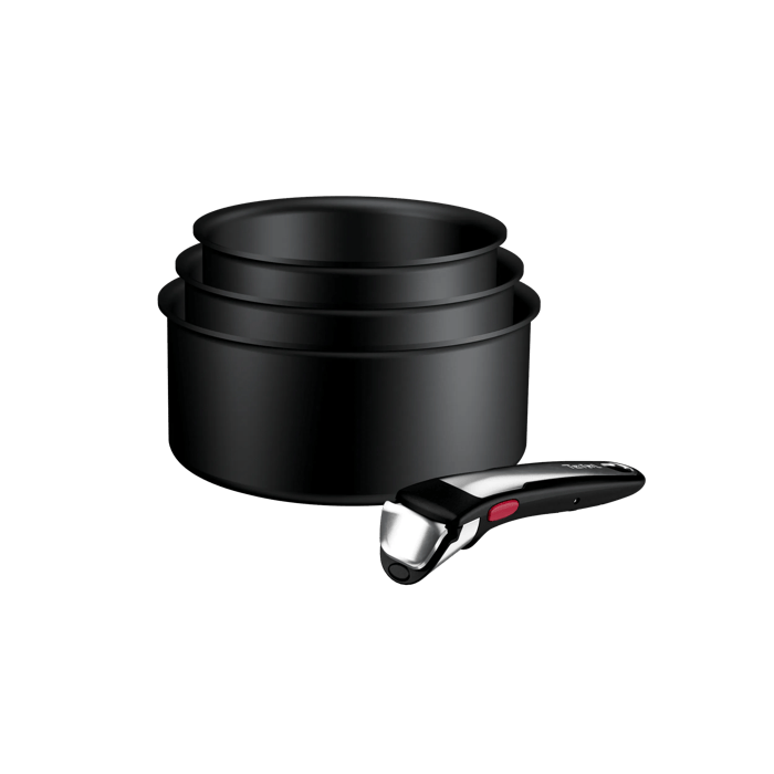 Tefal Ingenio Excellence+ Cazos de 16/18/20 cm, Apilable, Revestimiento Antiadherente, Mango Extraíble, Total Compatibilidad