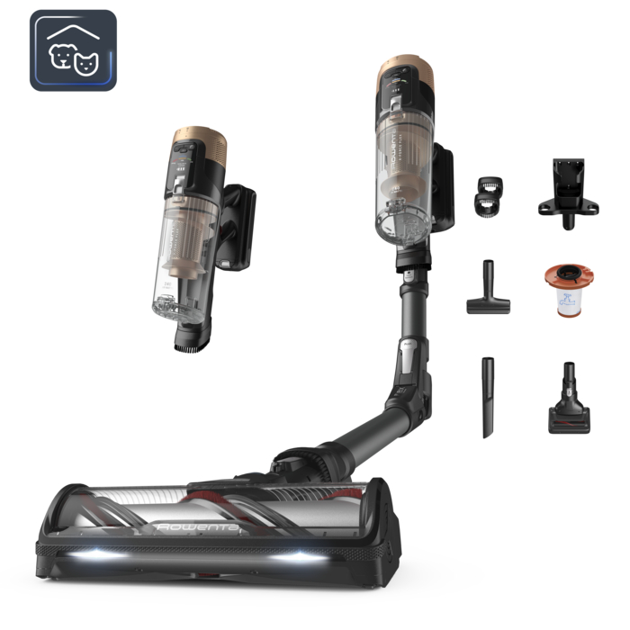 Rowenta X-Force Flex 14.80 Animal Care de Rowenta, Aspiradora sin Cable, Potencia de Succión de 240 AW, Ajuste Automático de Potencia, Autonomía de 1 h y 30 min
