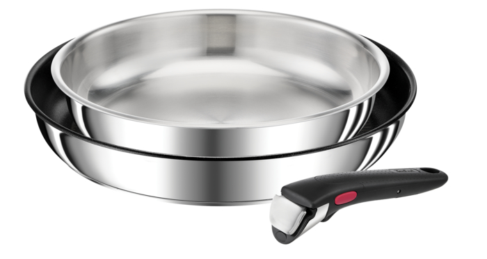 Tefal Ingenio Preference, Set de 3 piezas, Sartén 24/28 cm + Mango extraíble, Apilable, Inox