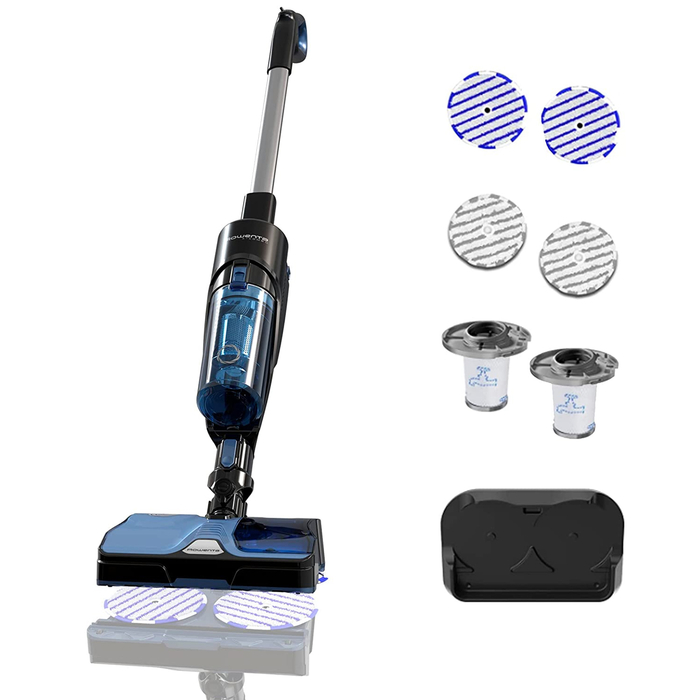 Rowenta X-Combo, Aspiradora mopa híbrida sin cable, Aspira y friega, 215 W, Azul