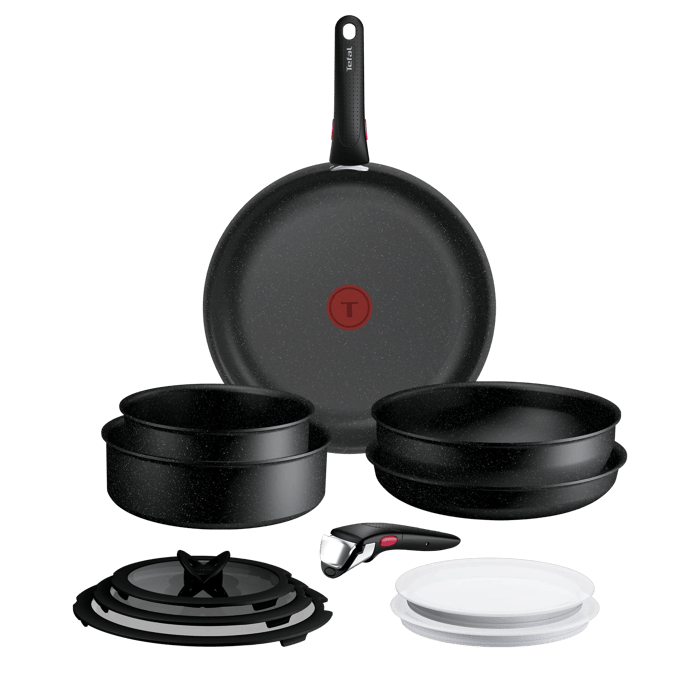 Tefal Ingenio Expertise Set de 12 piezas: Sartén 26/28 cm + Cacerola 20 cm + Wok 26 cm + Sartén para saltear 24 cm + Accesorios, Apilable, Revestimiento antiadherente, Inducción