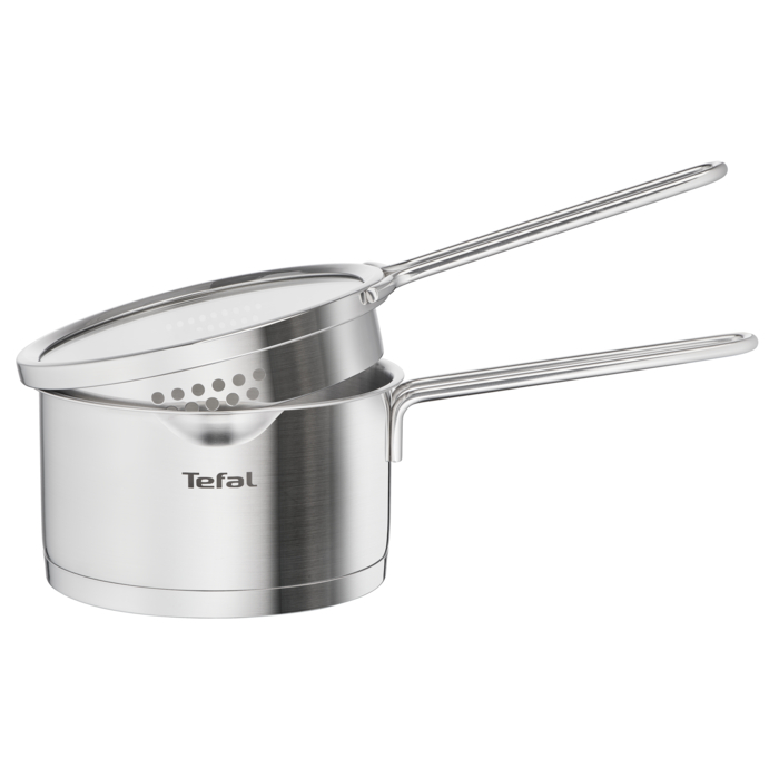 Tefal Nordica, Cazo 16 cm, Tapa colador, Acero inoxidable premium, Sostenible, Inducción
