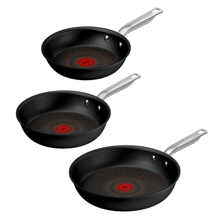 Tefal Experience Set de 3 sartenes 20/24/28 cm, Revestimiento Antiadherente FusionCore, Compatible con Inducción