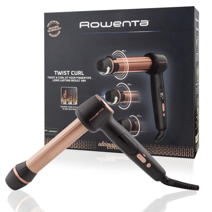Rowenta Twist Curl Ultimate Experience, Rizador de pelo, 4 ajustes, 3 tamaños de ondas, Tecnología con sensor, Barril ajustable