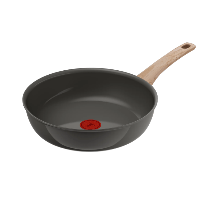 Tefal Renew, Wok 28 cm, Revestimiento cerámico antiadherente, Cuerpo de aluminio 100% reciclado, Thermo-Signal, Compatible con inducción