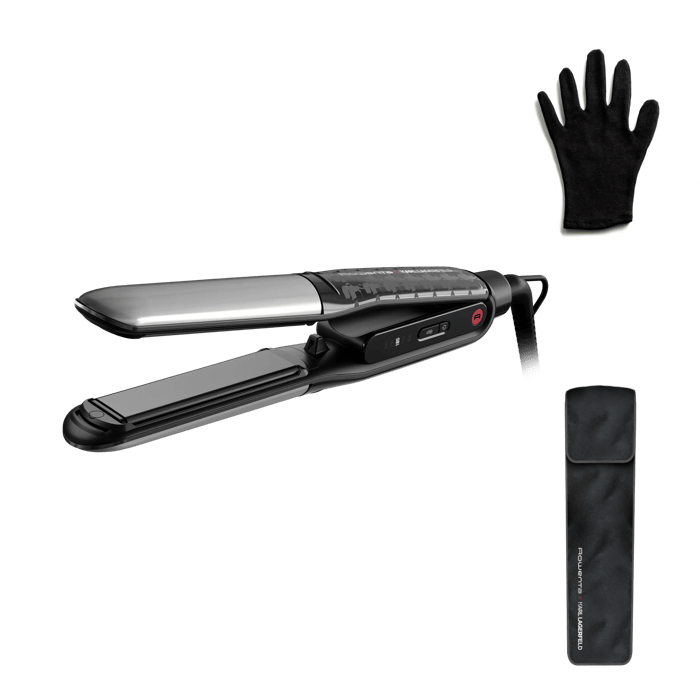 Rowenta Thermostyle Karl Lagerfeld, Plancha de pelo, Alisado y rizado 2 en 1, Tecnología Iónica