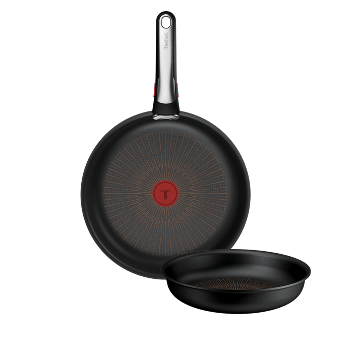 Tefal Ingenio Excellence+, Set de 3 piezas, Sartenes de 22/26 cm, Mango ingenio, Apilable, Antiadherente, Inducción