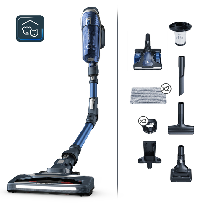 Rowenta X-Force Flex 8.50 Aqua, Aspiradora sin cable, 185 W, Batería 22V, Azul